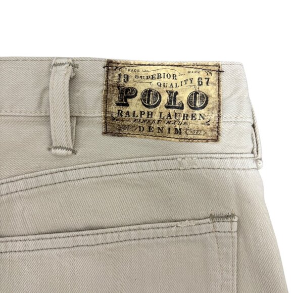 Polo Ralph Lauren Denim Jeans Mens 38 x 32 Beige Slim Fit Straight Leg - Picture 5 of 7